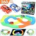 Produktbild Sunyjoy Magic Auto Track Set, Autorennbahn, Rennbahn Leuchtend Spielzeug Mit 260 Stück Biegbar - 2 Rennwagen Mit 5 LED-Lichter, Glühenden Universial Tracks im Dunkeln, rennbahn für 3 jahre kinder