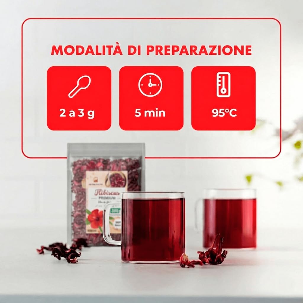 KALYAAN Plus - Fiori di Ibisco 1KG (FORMATO XL)- Karkade - hibiscus tea - fiori di jamaica - flor de Jamaica – hibiscus - Tisana Drenante Cura Detox