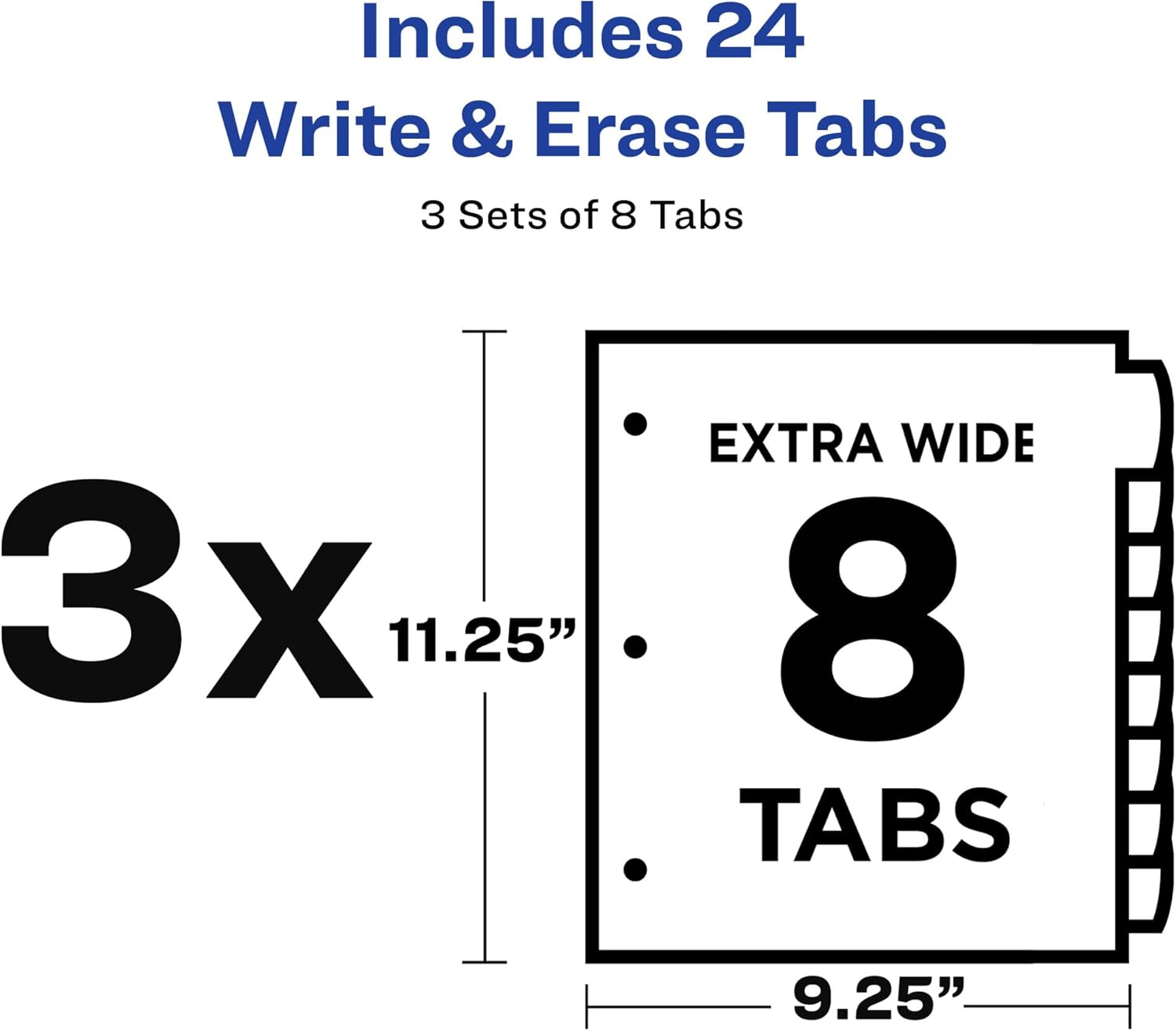 Avery Write & Erase Pocket Plastic Dividers for 3 Ring Binders, 8 Tab Sets, Multicolor, Works with Sheet Protectors, 3 Sets (31701)