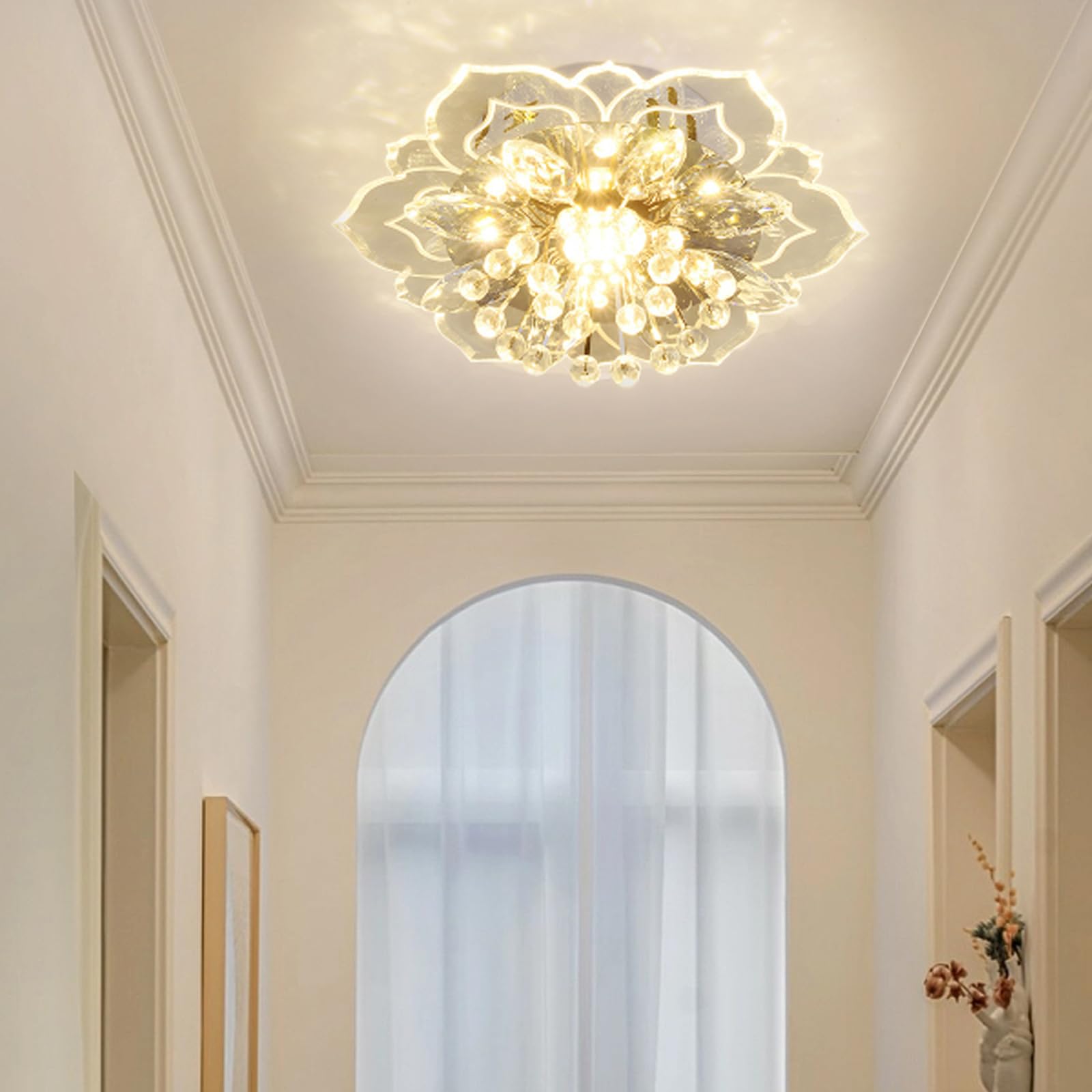 AHXIAOZN Plafonnier en Cristal Moderne,Mini Plafonnier en Cristal,LED Lustre en Cristal Semi-encastré pour Salon, Chambre, Salle à Manger, Couloir
