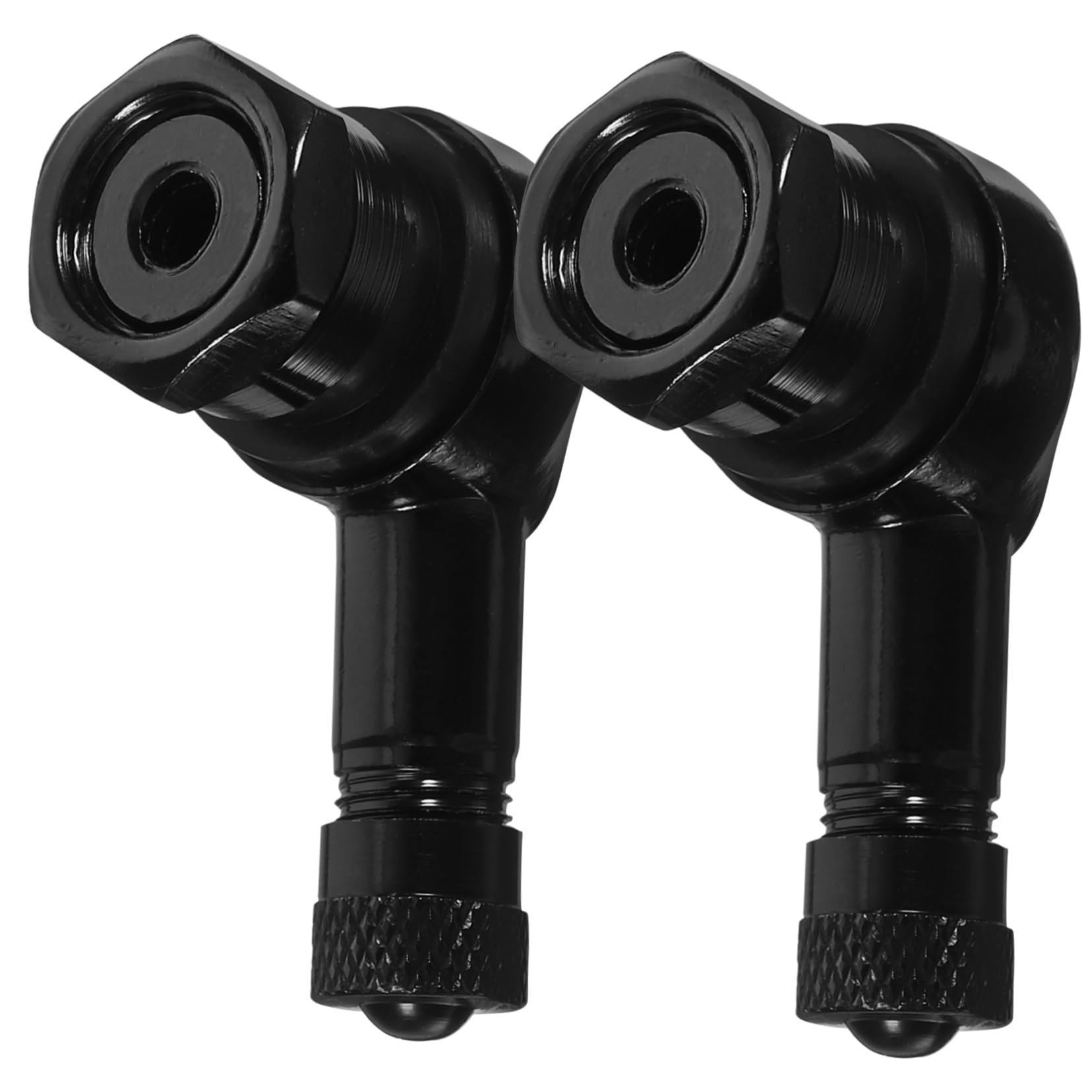 TOPBATHY 5 Series Boca En Ángulo Recto Tapas De Valvulas De Neumaticos Tapas De Válvulas De Neumáticos De Metal Válvula De Neumática De Motocicleta Negro Acero Inoxidable 2 Piezas X 5