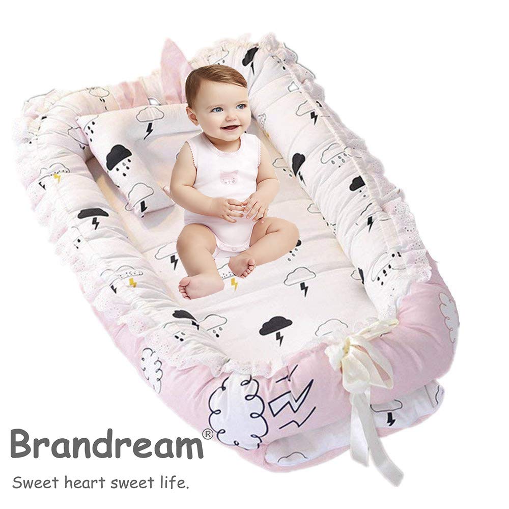 Brandream Baby Nest Bed Girls Pink Cloud Baby Lounger Infant