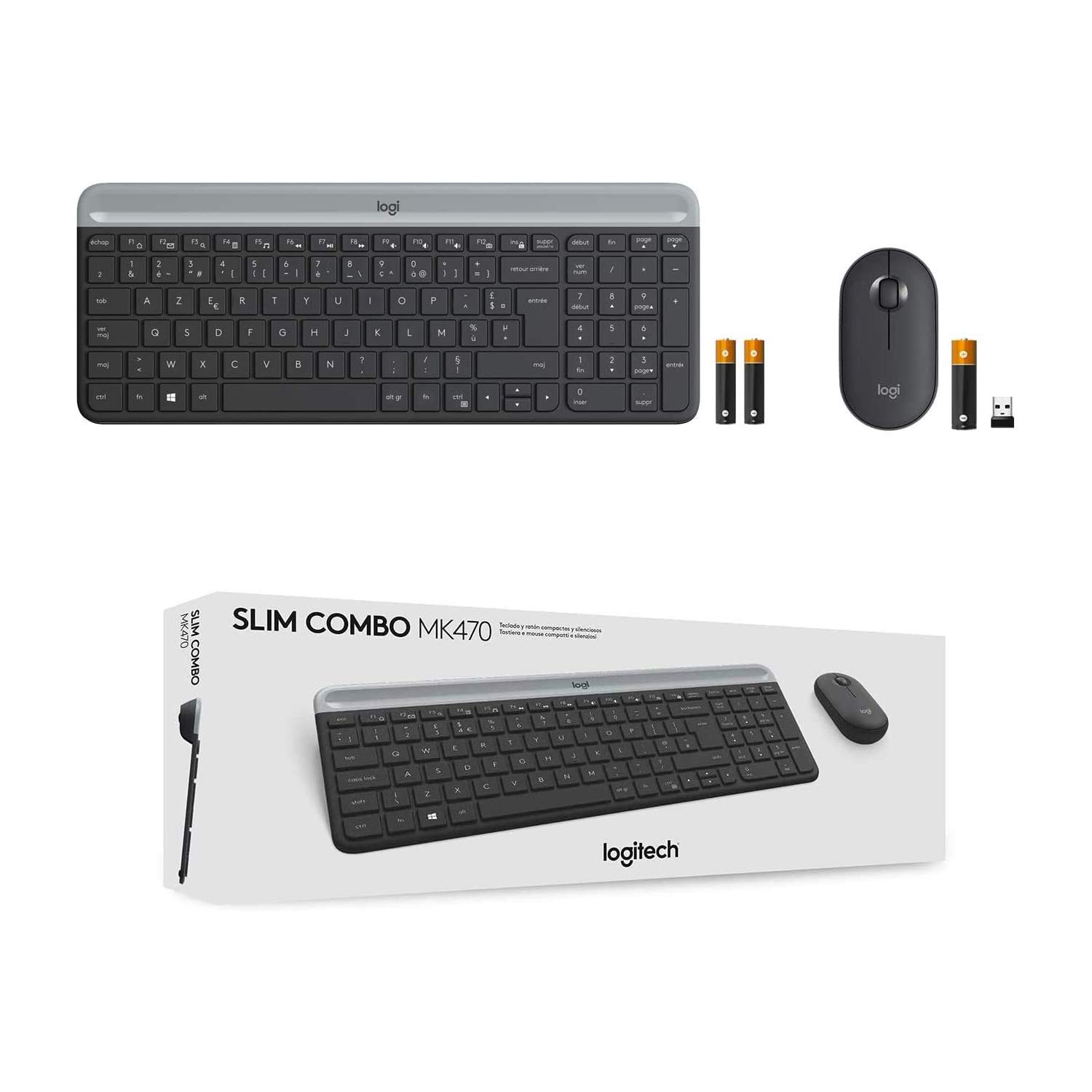 Logitech MK470 Combo Clavier et Souris sans Fil AZERTY Français Noir