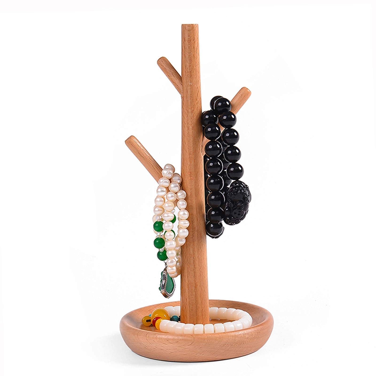 Anzeige Schmuckkasten Schmuck Baumständer for Halsketten, Armbänder, Armreifen und Ringe Holzschmuckseitenständer Tischplatte Hängende Schmuckhalterinhaber und Display, Natürliche Farbe Schmucklager C