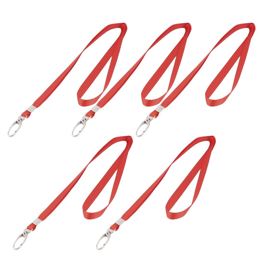 Ubersweet® Imported Metal Swivel Clip ID Name Badge Holder Neck Strap Lanyard 5Pcs Red