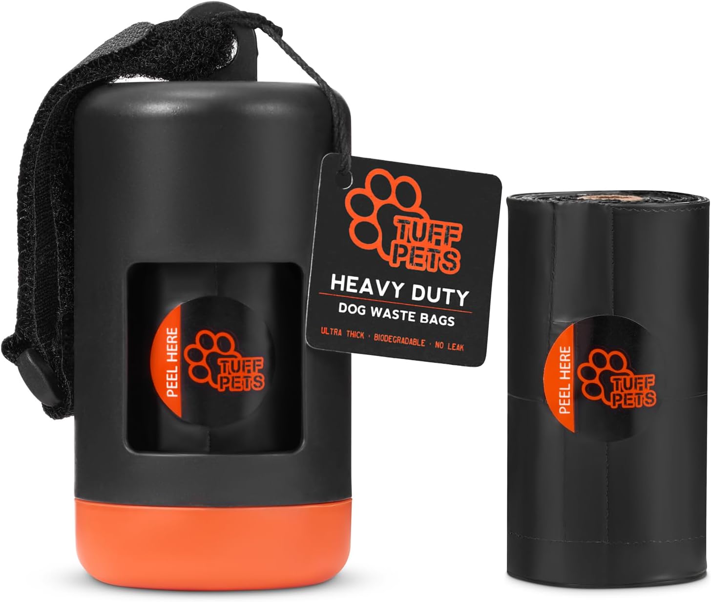 Tuff Pets Dog Poop Bag Holder - Poo Bag Holder Made From Bamboo - 1 Roll of Tuff Pets Poo Bags (10 Bags) Included - Doggy Pooh Bag Dispenser - Works With Any Poop Bag Rolls