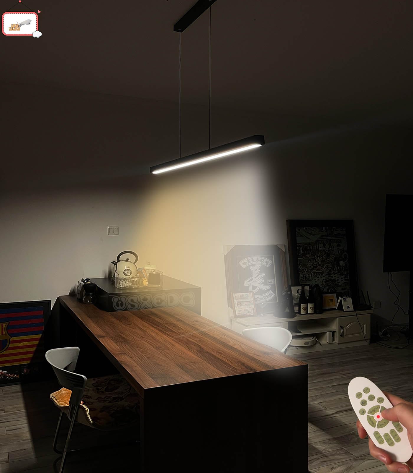 Lampada a sospensione a LED minimalista dimmerabile nera per tavolo da pranzo L120cm Lampada a sospensione a LED design lineare Lampada a sospensione da cucina Lampadario regolabile in altezza Sala da