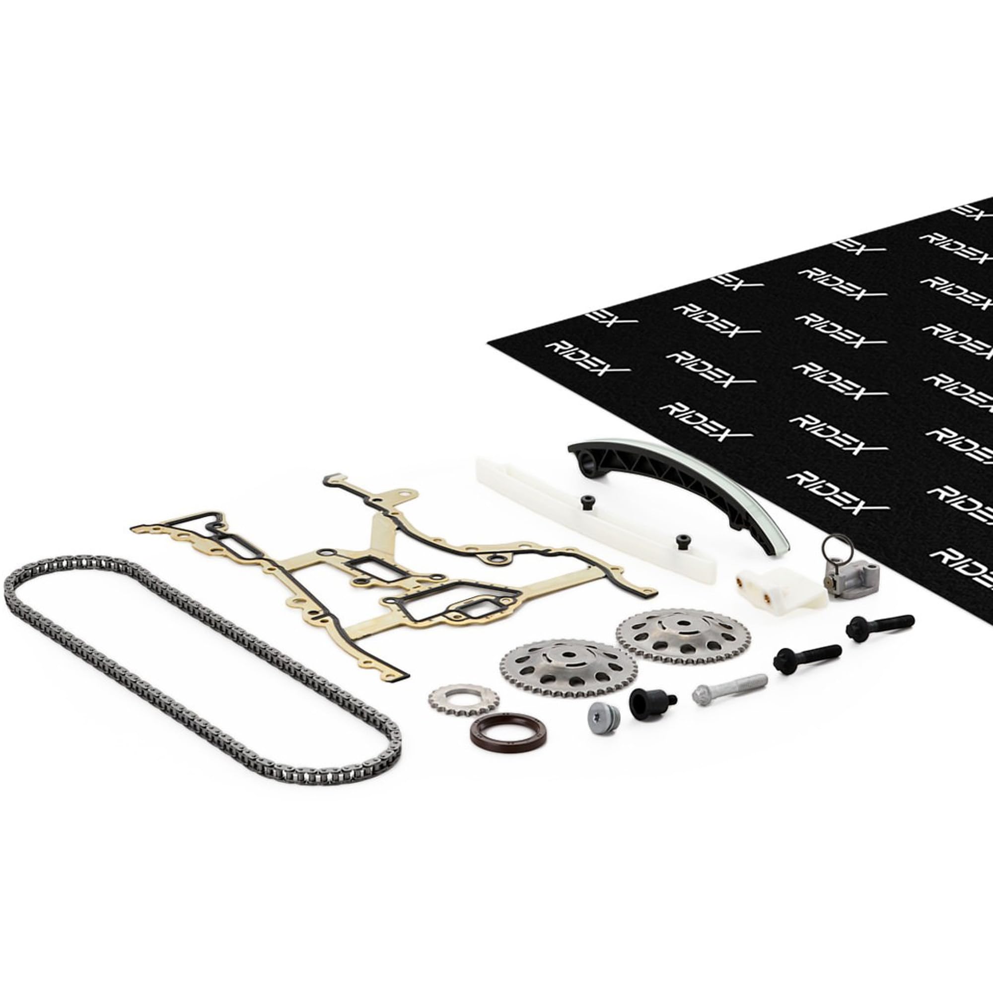 RIDEX 1389T0064 Kit catena distribuzione Destra con guarnizione con ingranaggio albero a camme con ingranaggio comando distribuzione Compatibilità con OPEL Corsa D Hatchback S07