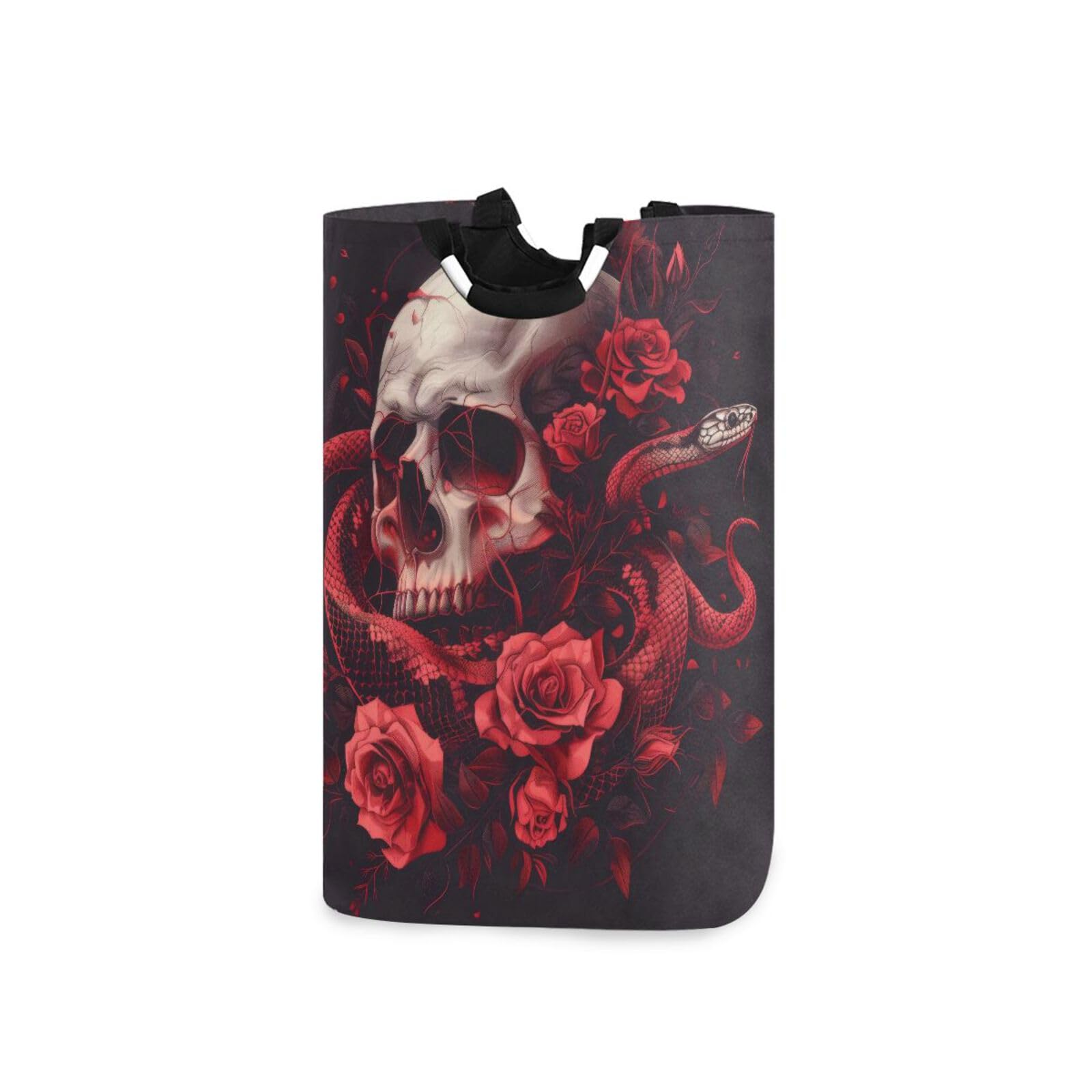 Jihqo Laundry Hamper Basket Snake Rose Skull Collapsible Nursery Storage Bin Waterproof Clothing Baskets for Home Bedroom Bathroom Washing Room