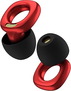 Audree Style Ear Plugs for Noise Reduction, Reusable High Fidelity Earplugs for Concerts, Musicians, Motorcycles, Study, Parent, Party, Flights & Noise Sensitivity, 18-29dB Noise Cancelling (Red)