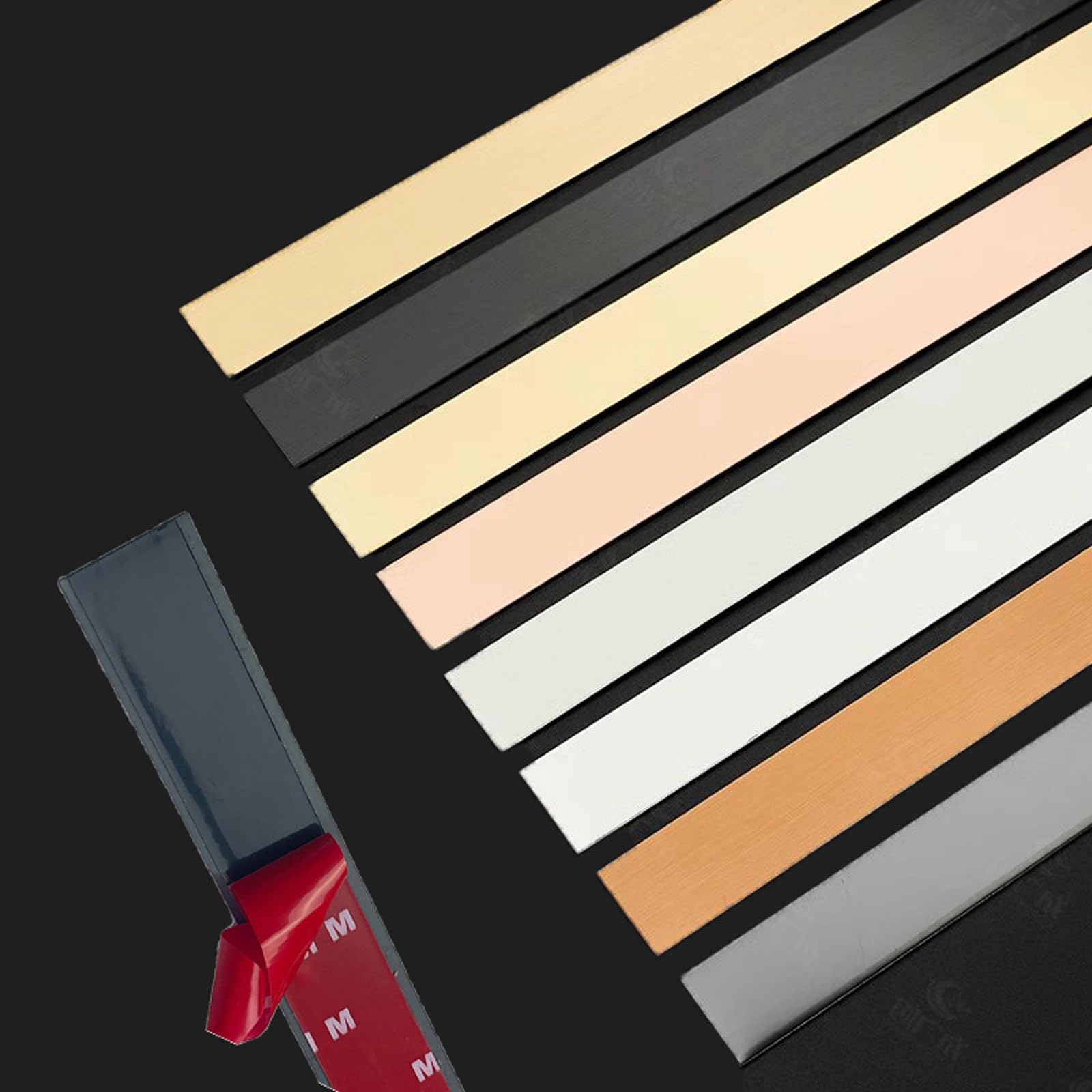 3 metri modanatura flessibile e rivestimento da parete, flessibile modanatura metallizzata e decorazione da parete, autoadesiva Finitura a specch(Size:Width 6cm/2.36inch,Color:Oro rosa spazzolato)