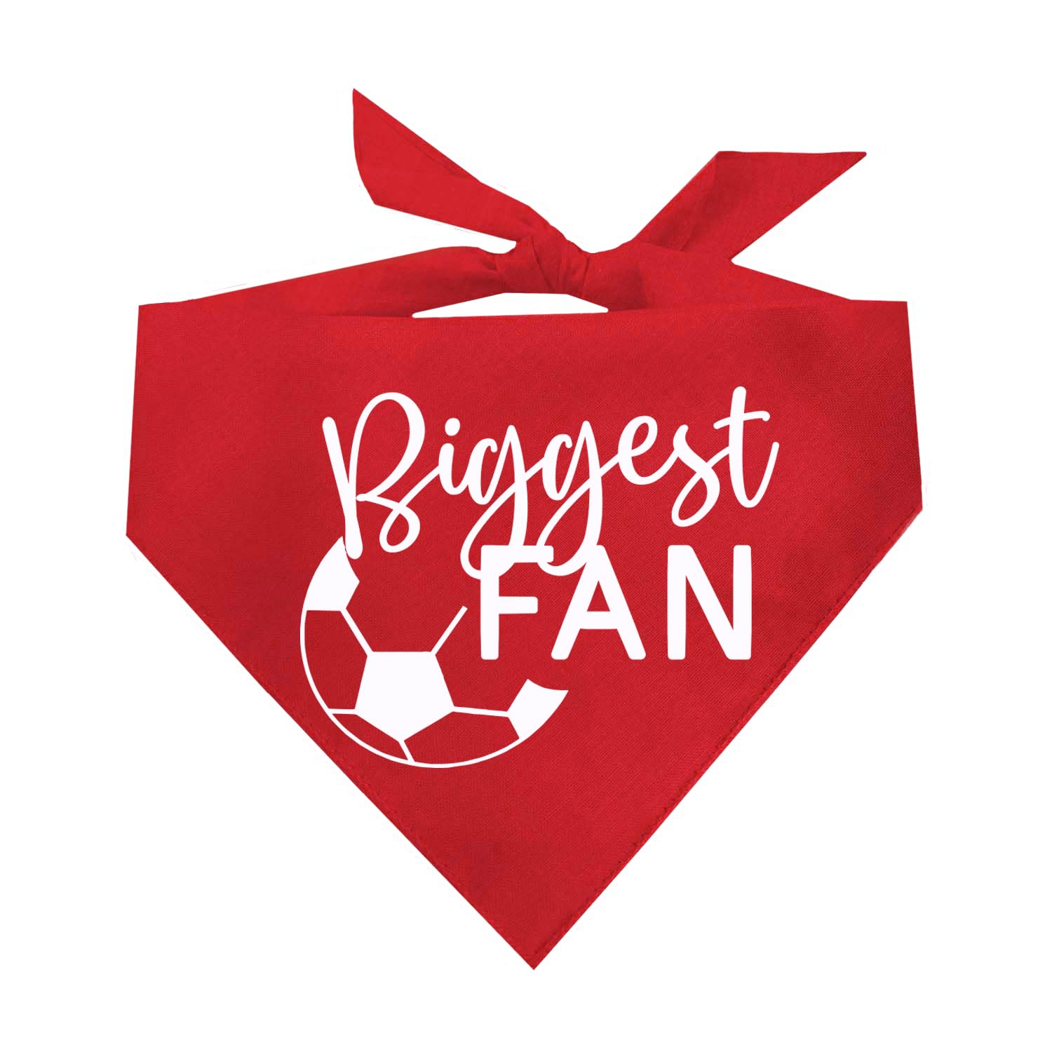 Biggest Fan Dog Bandana | 100% Cotton Adjustable Triangle | Made in USA | Soccer| Sports | Biggest Fan | Game Day | Red, One Size (539)