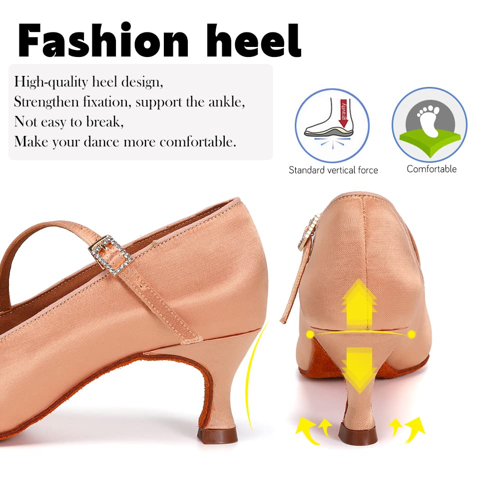 Donna Moderno Scarpe da Ballo Punta Chiusa per Danze Standard e Ballo Sociale con Sidecross