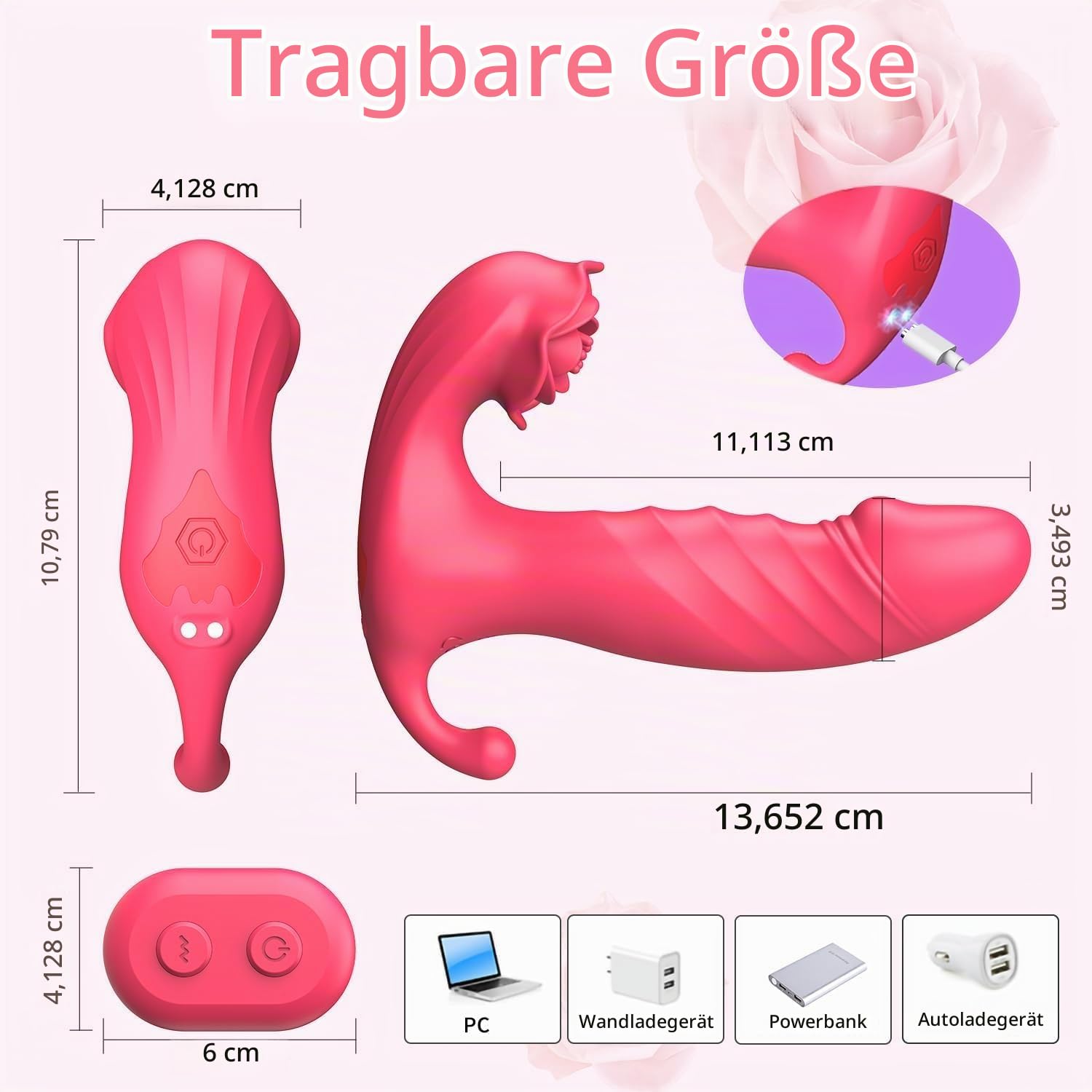 3 IN 1 Silikon Tragbarer Zunge Vibratoren für Sie G-Punkt Klitoris Paar Vibratoren mit 9x9 einstellbar Vibrationsmodi Analvibrator-Stimulator Dildo für frauen Brustwarzen Klitoris Sexspielzeug
