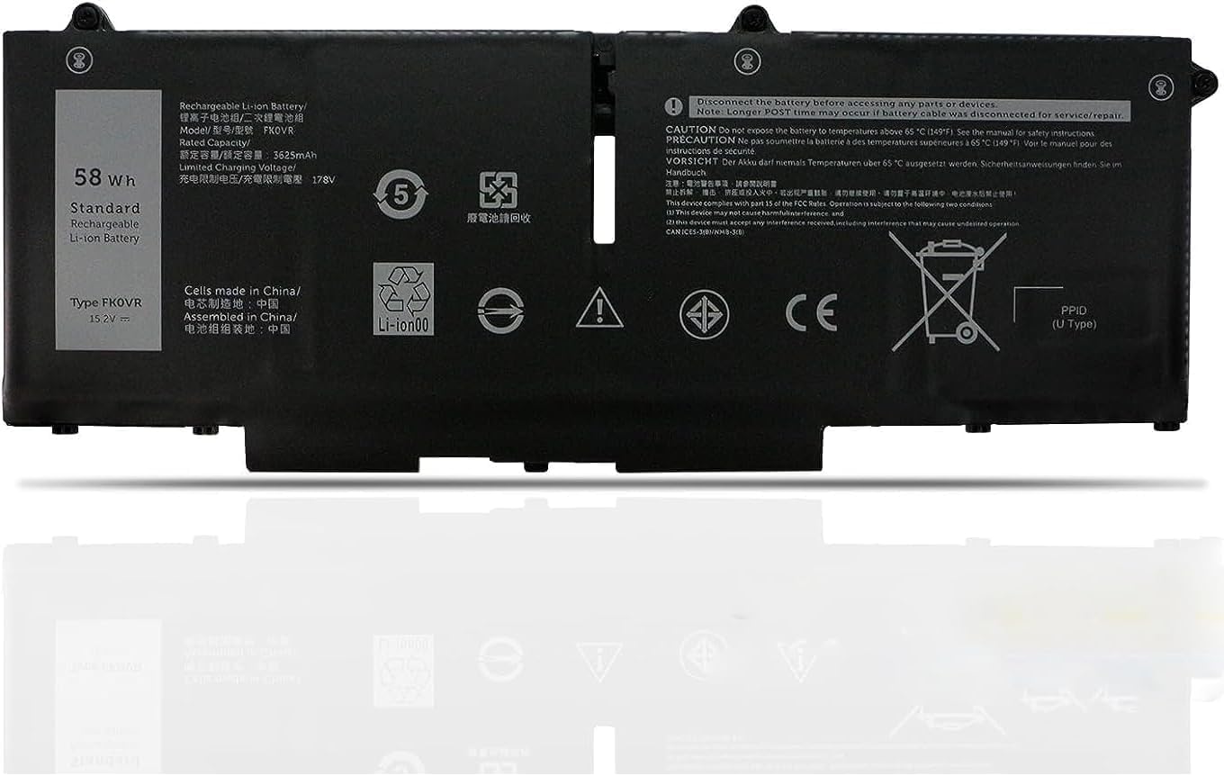 FK0VR FKOVR 8H6WD 293F1 01VX5 404T8 51R71 8P81K Laptop Battery Replacement for Dell Latitude 5330 7330 7430 7530 Latitude 5330 2-in-1/7330 2-in-1/7430 2-in-1 Series(15.2V 58Wh)