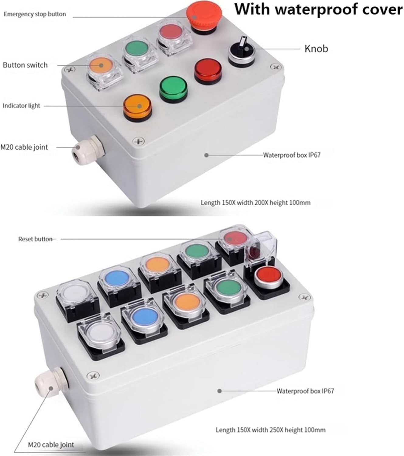Switch with Arrow Button Control Box self Start Button Water Tank Electrical Industrial Emergency Stop Switch(45659)
