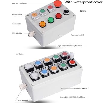Switch with Arrow Button Control Box self Start Button Water Tank Electrical Industrial Emergency Stop Switch (Color : 4)