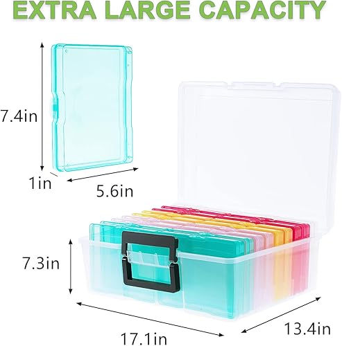 Miniatura 2 de Caja de almacenamiento de fotos de 5 x 7 pulgadas, 18 contenedores interiores extra grandes para organizar fotos, caja de almacenamiento de plástico