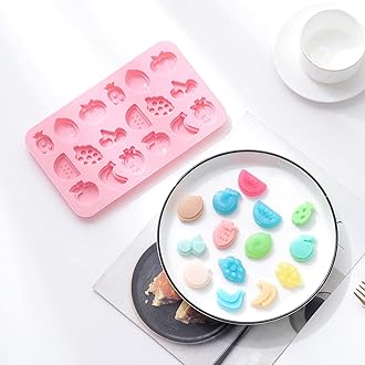 Verdental Fruit Shape Silicone Candy Molds, Non-stick Cake Decoration Mold for Hard Candy, Chocolate, Ice Cubes,Gummy, Caramel, Ganache (2 Pieces)