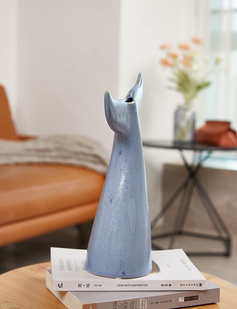 SEINHIJO Vaso di Fiori in Ceramica Decorative Statua Fiori Scultura Soprammobili Regali Moderna Statuetta Arte Casa Figurina Ornamento 28cm