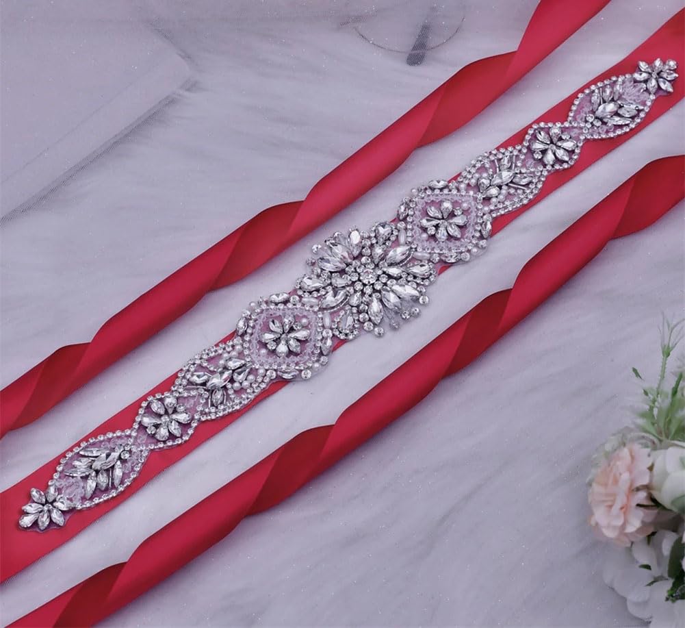 Cinturón de novia con apliques de diamantes de imitación para mujer, vestido formal de fiesta