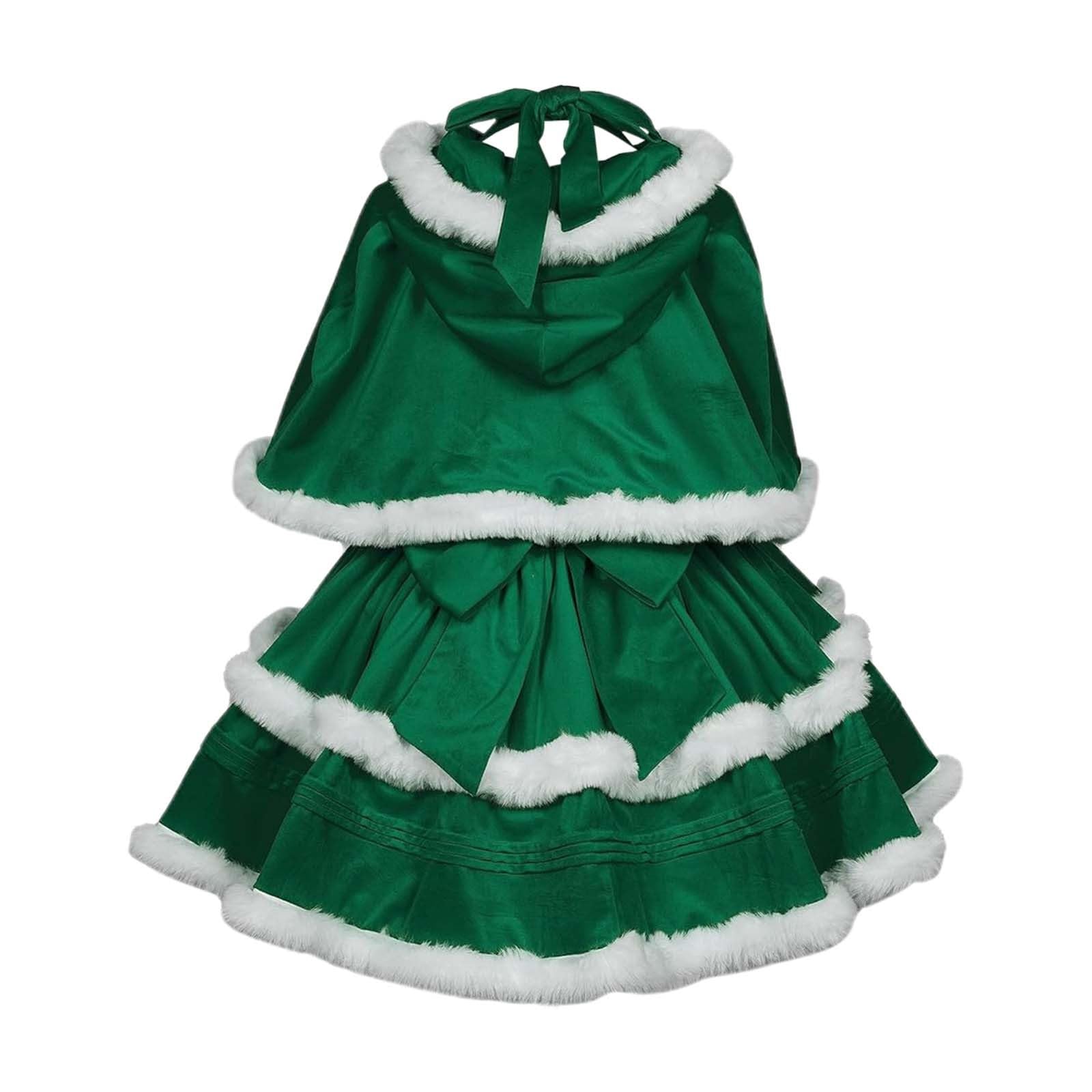 Générique Costume da cosplay di Natale per ragazza sexy con berretto di Babbo Natale rosso, senza spalline e scialle