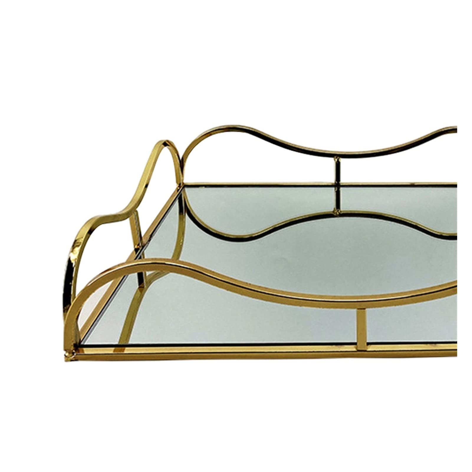 Bandeja del Metal del Oro Espejo Borde de Cristal de Vino Rojo Placa Bandeja de Almacenamiento Decoración Decoración Moderna de Almacenamiento Bandejas Baño Dresser