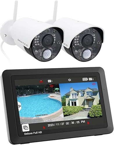 Miniatura 5 de CasaCam Sistema de cámara de seguridad inalámbrica VS802 con monitor de pantalla táctil de 7 pulgadas y 2 piezas. Cámaras HD, audio bidireccional,