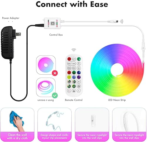 Miniatura 8 de Tira de luces LED IC+RGB16.4 pies, resistente al agua IP67 para exteriores, sincronización de música, diseño de bricolaje, material más suave, luces