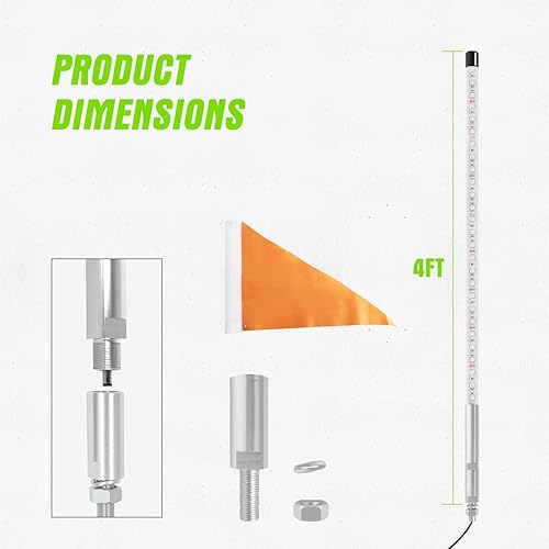 Miniatura 7 de BESTZHEYU - 1 luz LED de 4 pies para camión, luz LED de látigo BESTZHEYU de 3.9 ft para vehículos todoterreno, ATV, UTV, RZR, Polaris Sand Dune