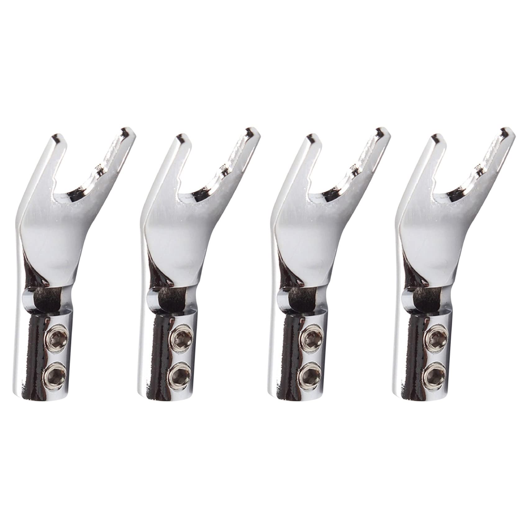 Sankaka 4 PCS Audio Jack Y Banana Plug Solder Wire Connector Rhodium Plated Copper Screw Fork HiFi Speaker Spade