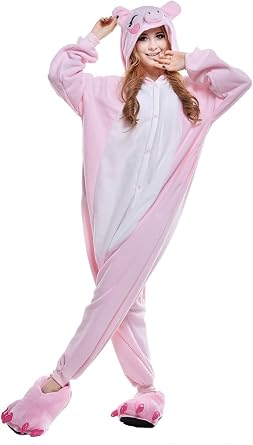 WOTOGOLD Animal Cosplay Costume Pig Unisex Adult Pajamas, ,X-Large,Pink