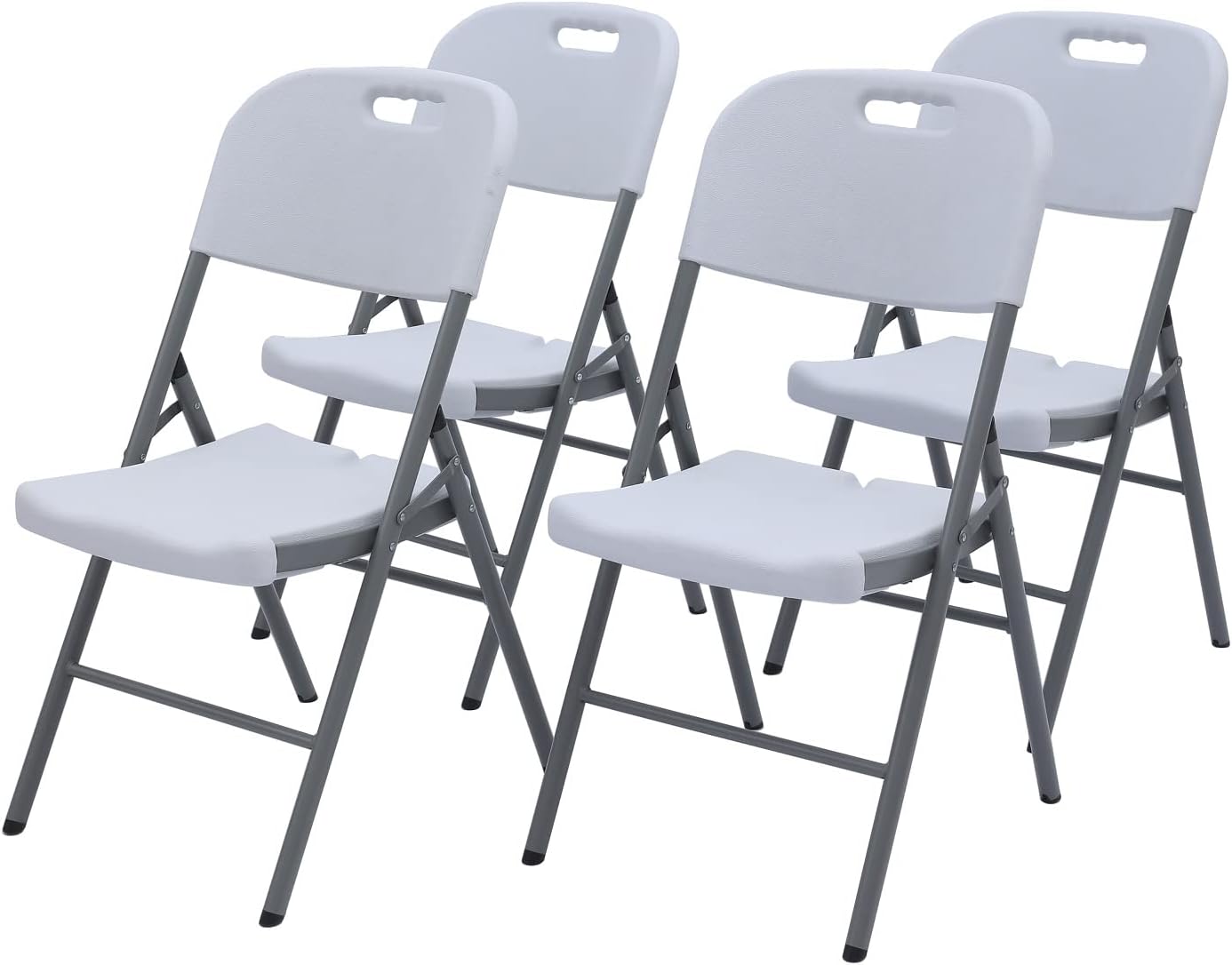 LAKHOW 53d Folding Chair, 4-Piece White Plastic Chair, Stackable Indoor and Outdoor Chairs, for Wedding Backyard Activities, Conference Room Festivals ?(4 Pack) 4 White