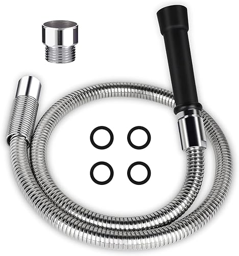 Manguera de preenjuague de 44 pulgadas flexible de acero inoxidable comercial con mango resistente al calor, repuesto para kit de rociador de