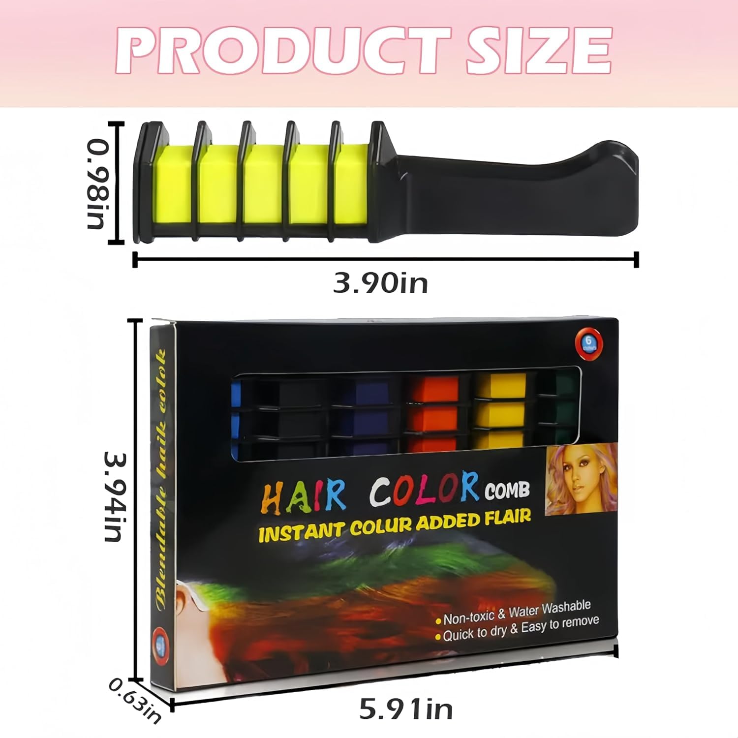 12 Colors Festive Fun Hair Chalk Combs, 2026 New Temporary Hair Color Dye for Girls Kids, Washable Instant Glitter Hair Colors Chalk Combs for Birthday Christmas New Year Cosplay DIY Party (8 Colors)