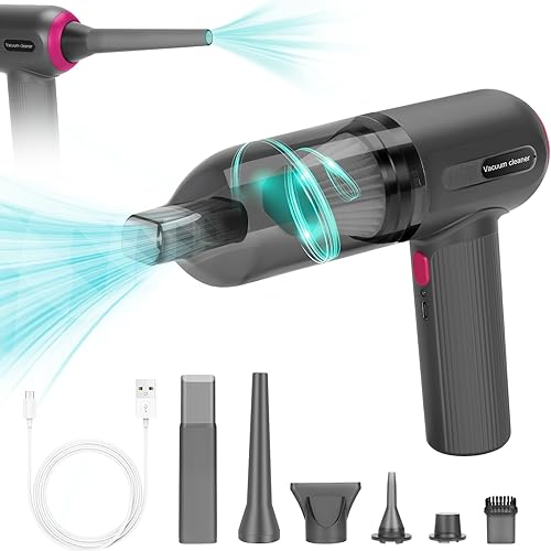 Mini aspiradora portátil inalámbrica recargable, aspiradora de mano inalámbrica y soplador de coche de 7000 PA fuerte succión, pequeño aspirador