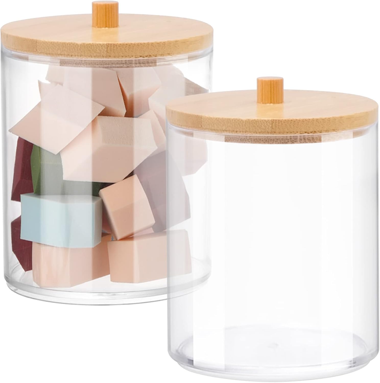 Cisolen 2 Pieces Cotton Buds Containers Cotton Pads Container Box