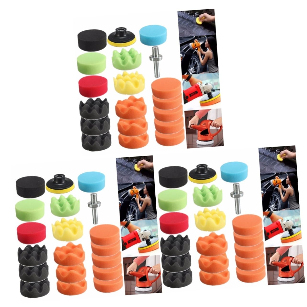 SHERCHPRY 57piezas Kit De Almohadillas Pulidoras para Abrillantar y Pulir Automóviles Discos De Esponja para Pintura y Detalle De Carro para Acabados Profesionales y Pequeñas Áreas