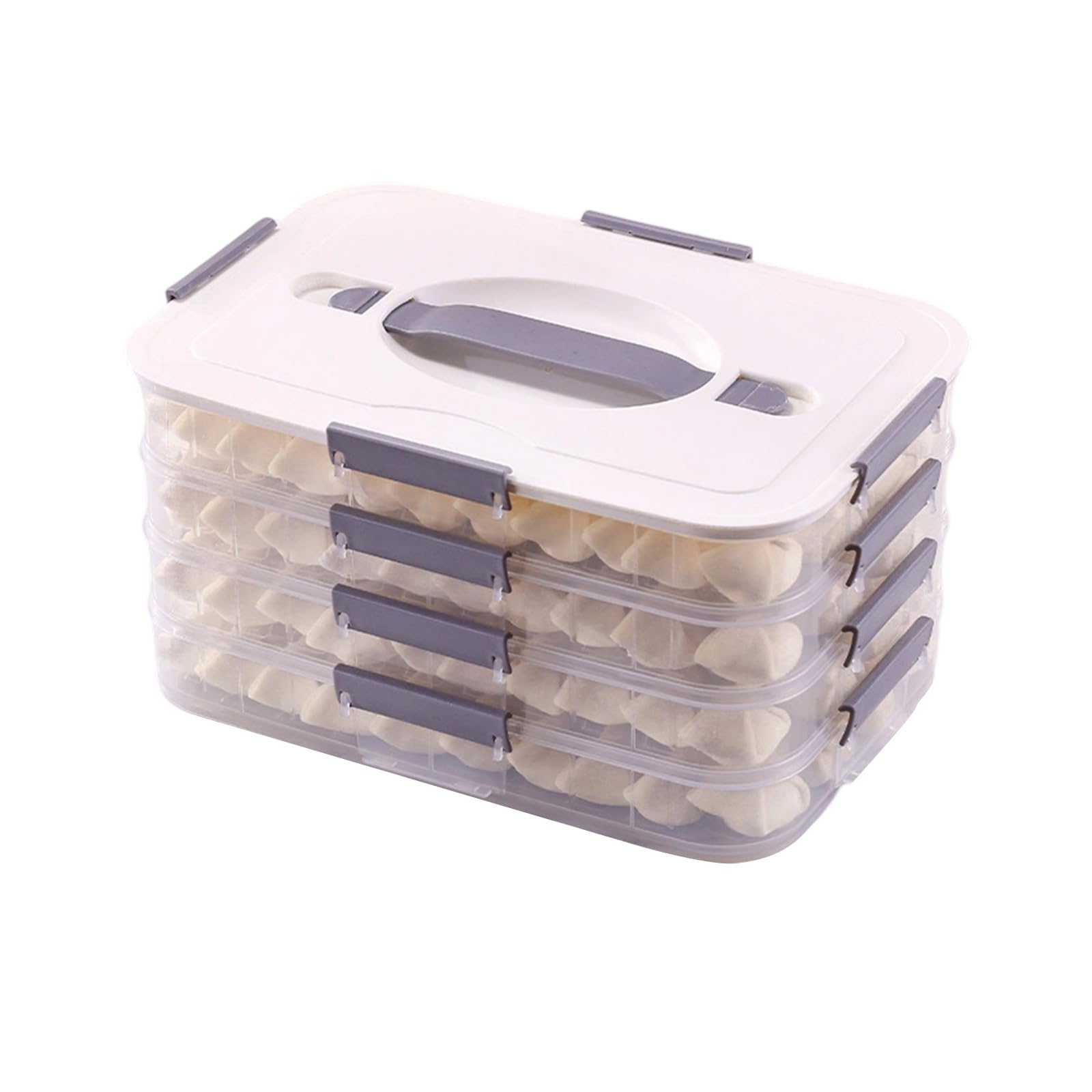 Woedpez Refrigerator Food Organizers Antislip Textured Bottom Food Storage Container for Dumplings, Cookie, and More Secure Closure Container