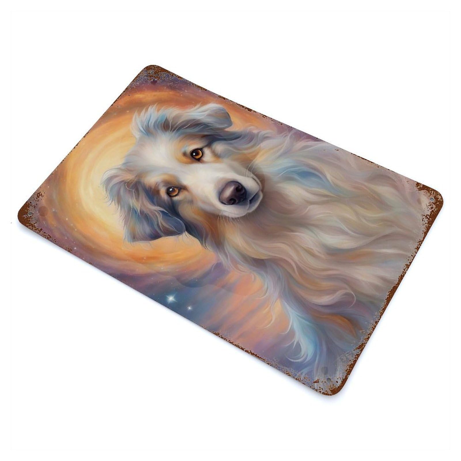 Garage Style Dog00098 Rust Effect Tin Sign 11.8"x7.9", Farmhouse Wall Decor for Bar And Workshop