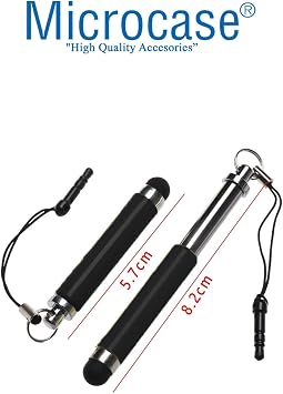 Microcase Universal Tüm Dokunmatik Cihazlarla Uyumlu Akıllı Mini Dokunmatik Kalem 2 Adet AL4649 Siyah