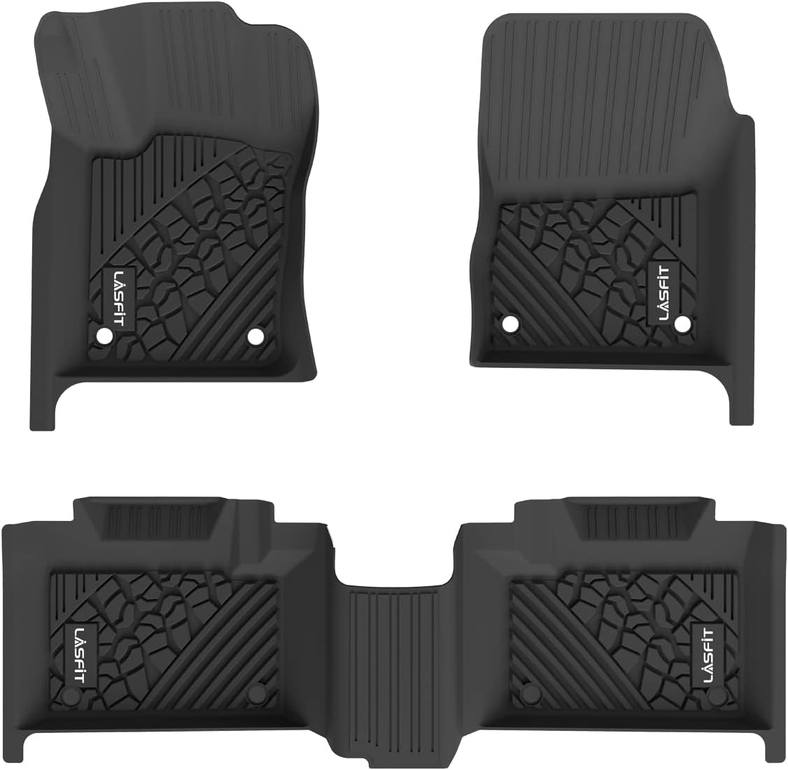 LASFIT Floor Mats Compatible for 2013-2015 Jeep Grand Cherokee / 2013-2015 Dodge Durango (2nd Row Bench Seating Only), TPE All Weather 1st & 2nd Row Floor Liners, Black