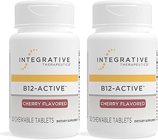 Integrative Therapeutics B-12 Active, Vitamin B12, Supports Nerve Function*, Cherry Flavored, 30 Chewable Tablets - 2 Pack