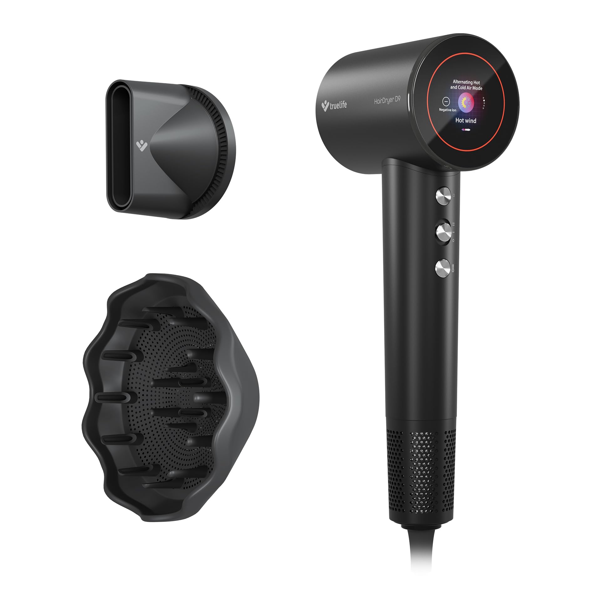 Truelife Hairdryer D9, Asciugacapelli Con Tecnologia Truelife Ultraionic®, Display A Colori Led, 5 Modalità Di Funzionamento, Velocità Del Motore Fino A 110.000 Giri/Min, Due Inserti Magnetici, Filtro-image