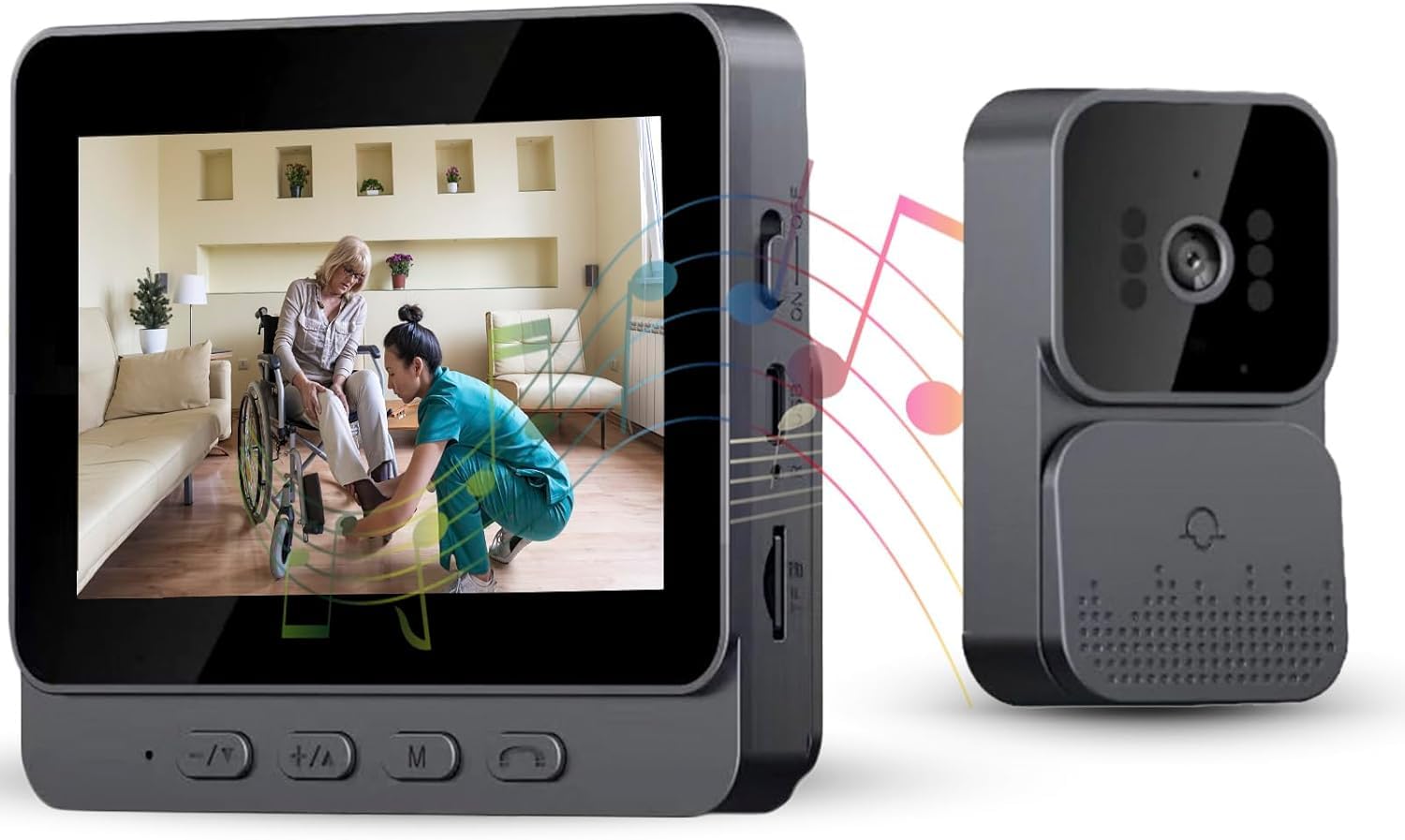 Zeerkeer Timbre Inalámbrico con Cámara,Cámara HD de 800W 170° IP65 Timbre Inalámbrico Exterior Impermeabl Uso Recargable, 1000mAh, Visión Nocturna, Audio Bidireccional,50-80M(Tarjeta SD no incluida)