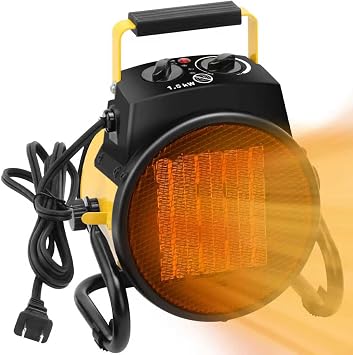 Outdoor Heaters for Patio, 1500W Electric Garage Heater with Overheat Protection, 3S Fast Heating, 3 Modes, Portable Space Heater for Patio, Garage, Greenhouse, Indoor, Yellow