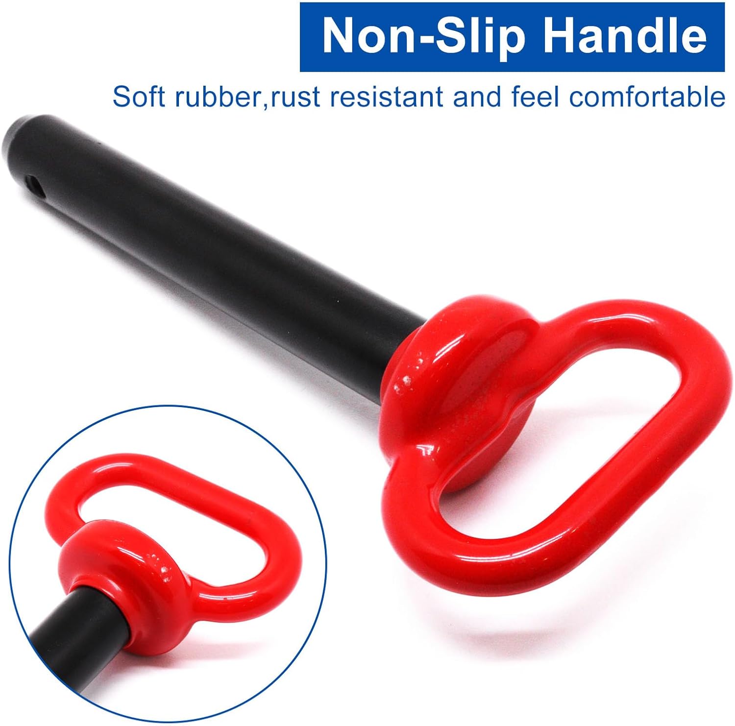 2 PCS Hitch Pin, 3/4 x 4-1/4 Inch Tractor Towing Hitch Pin with Clip, Red Handle Trailer Clevis Gate Pin for RV Truck Boat ATV Lawn Mower