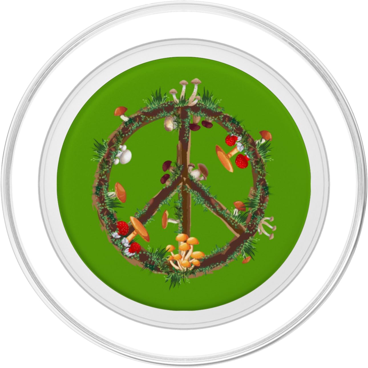 Mushrooms Peace Sign 70s Green Phone Stand PopSockets MagSafe PopGrip for iPhone