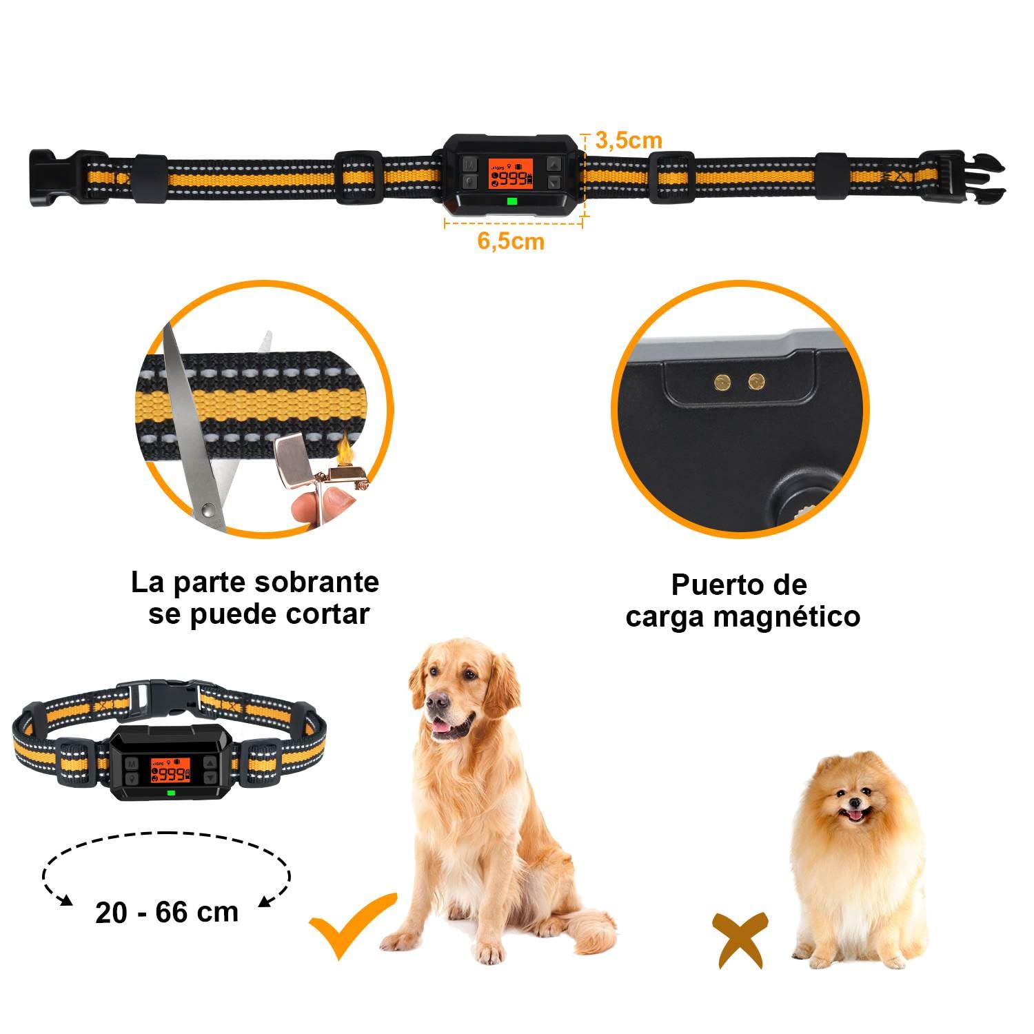 Sistema Valla Inalámbrica para Perros GPS Uso en Exteriores, Collar Valla Antifuga, IPX7 Impermeables, 4ra Gen última Tecnología de Chip GPS, Radio hasta 999 Yardas, para Perros Medianos y Grandes