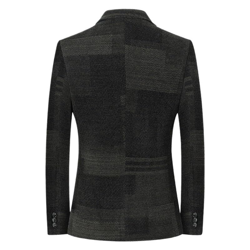 Mens Black Plaid Casual Regular Fit Two Button Lightweight Sport Coats Business Suit Jacket2